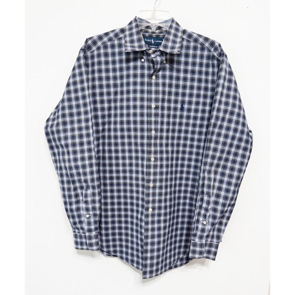 Ralph Lauren Classic Fit Men's sz‎ L Plaid Button Down Shirt preppy quiet luxury